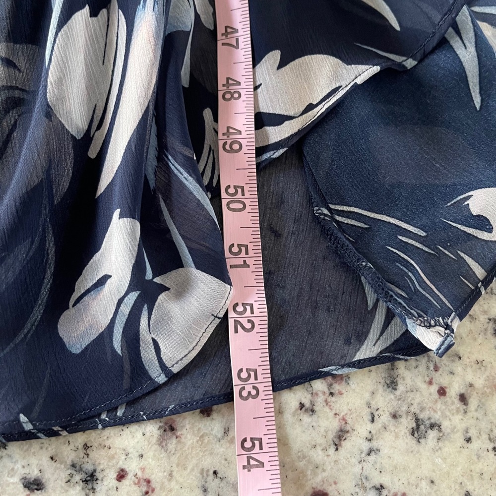 DKNY Navy Floral Wrap Maxi Dress Sheer Sleeve Tie Waist Size 2 NWT - Picture 13 of 13